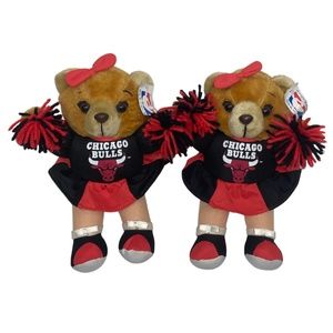 Vintage 1994 NBA Chicago Bulls Play by Play 11" Cheerleader Plush Teddy Bear Lot